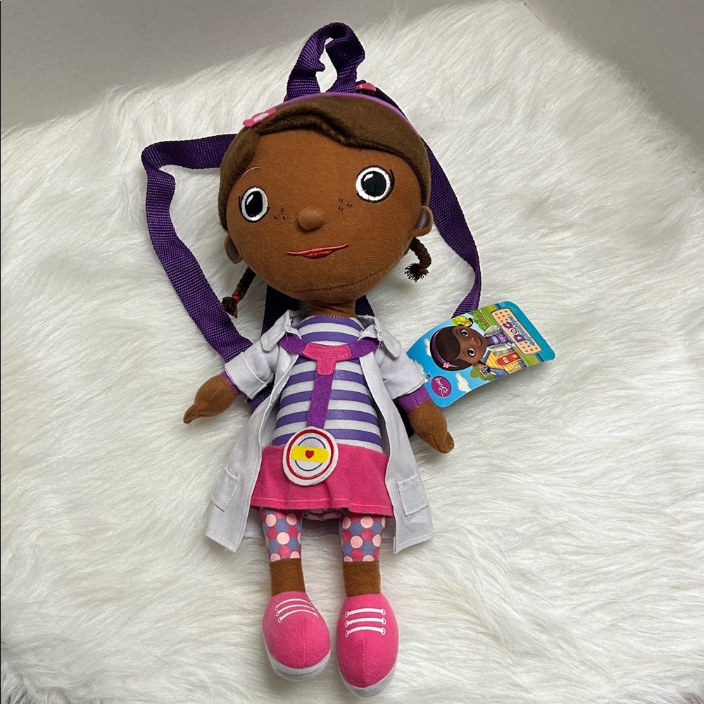 Disney Doc McStuffins Plush Backpack in Pink, Purple & Brown